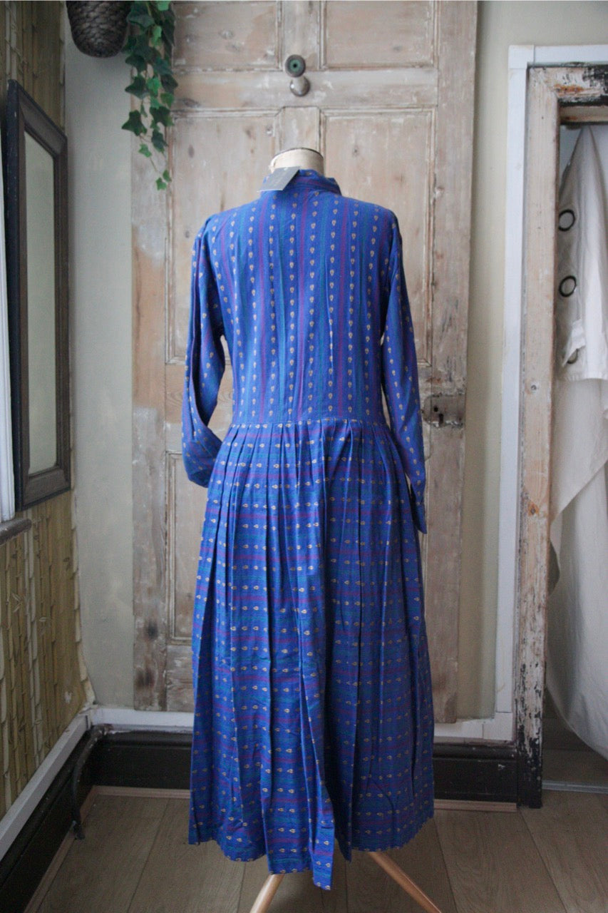 Vintage 1980s indian cotton woven embroidery dress - Monsoon - UK14