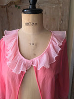 Load image into Gallery viewer, Vintage Pink Lace Peignoir Robe 1960s Sheer Negligee
