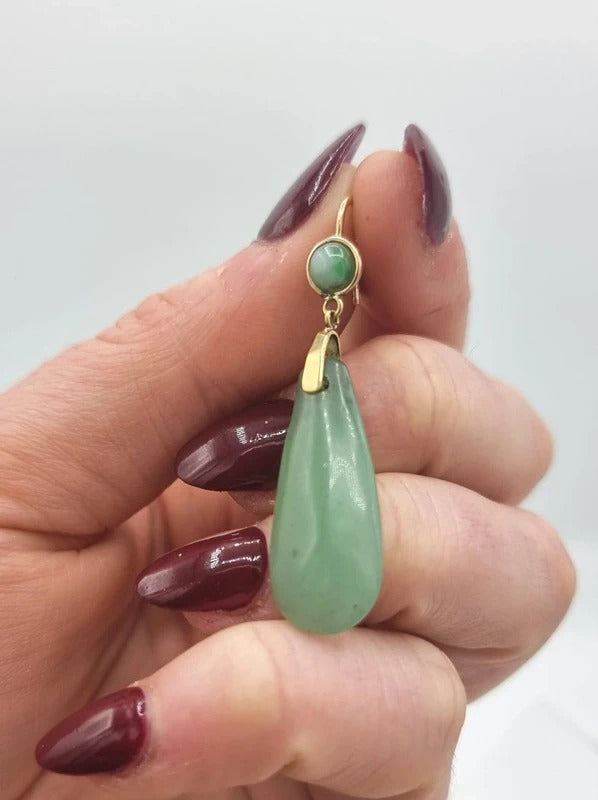 Antique Jade Earrings - Edwardian jewellery - 18ct gold