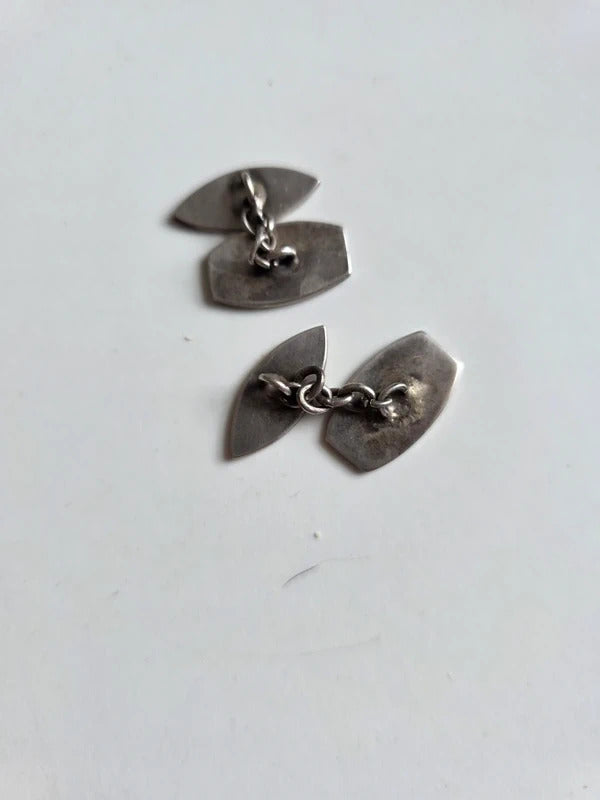 1930s Vintage Siam Silver Niello Cufflinks with Mythical Figure
