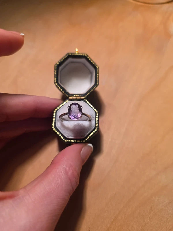 Vintage 1940s Sterling Silver Amethyst Ring – Oval Cut