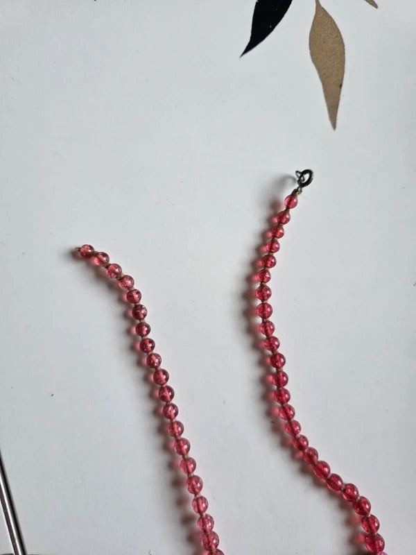 Vintage 1930s Czech Foil Back Handblown Glass Necklace – Graduated pink Beads