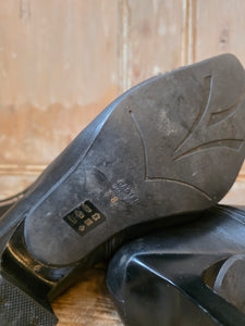 Vintage Y2K Western Style Real Leather Boots Faux Snakeskin Front by Caster UK8