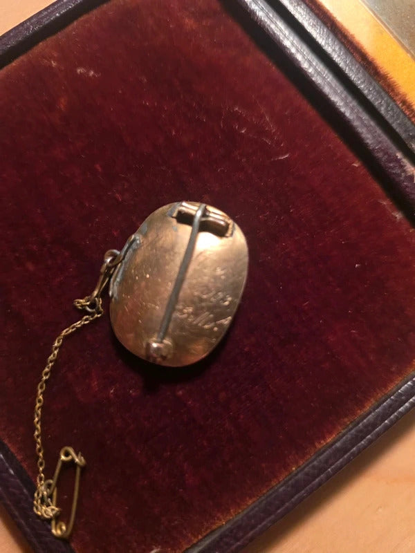 Georgian Mourning Brooch – Hair Under Glass – Dated 1803