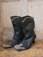 Load image into Gallery viewer, Vintage Y2K Western Style Real Leather Boots Faux Snakeskin Front by Caster UK8
