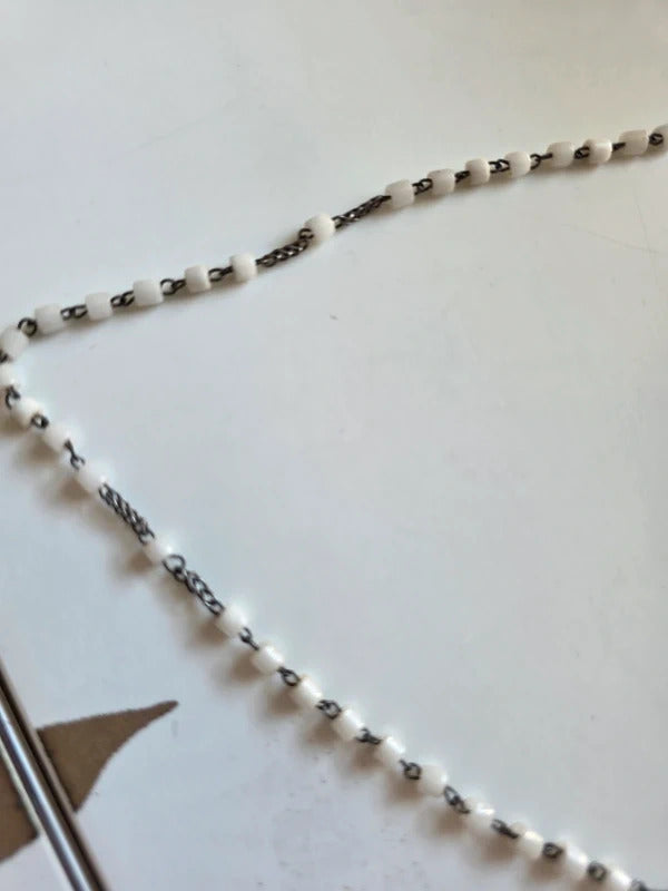 Vintage Milk Glass Rosary Necklace c.1930s–1940s