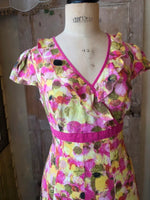 Load image into Gallery viewer, Vintage Y2K M&amp;S Pink &amp; Yellow Floral Linen Dress UK 12
