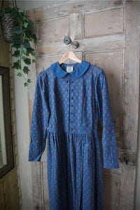 Vintage 1980s Laura Ashley Dress - Wool and cotton -folk print UK8/10