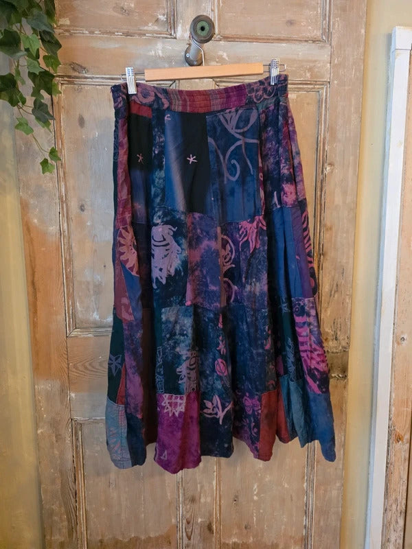Vintage 1990s Rayon hippy boho skirt uk10