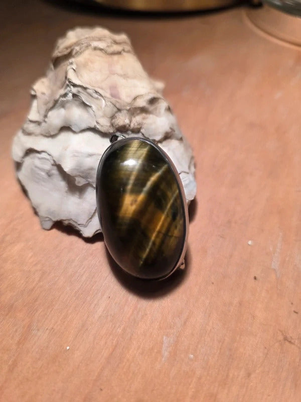 Vintage 1970s Sterling Silver Tiger’s Eye Brooch & Pendant – Dual Use