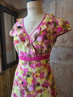Load image into Gallery viewer, Vintage Y2K M&amp;S Pink &amp; Yellow Floral Linen Dress UK 12
