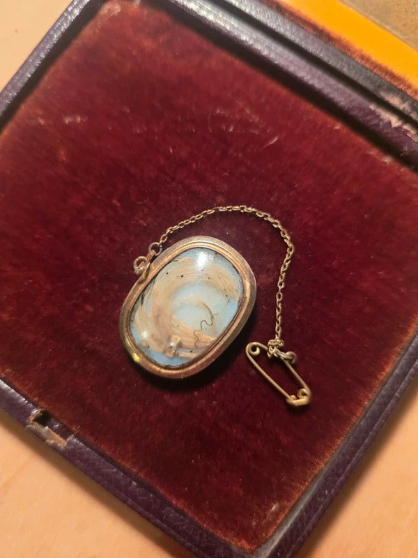 Georgian Mourning Brooch – Hair Under Glass – Dated 1803