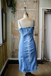 Vintage Y2K denim dress - western body con - lace front - UK 12 The Siren Vintage Vintage Y2K denim dress - western body con - lace front - UK 12 The Siren Vintage