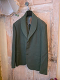 Bottega Veneta Olive Wool Blazer Detachable Ribbed Knit Shawl Collar 44"