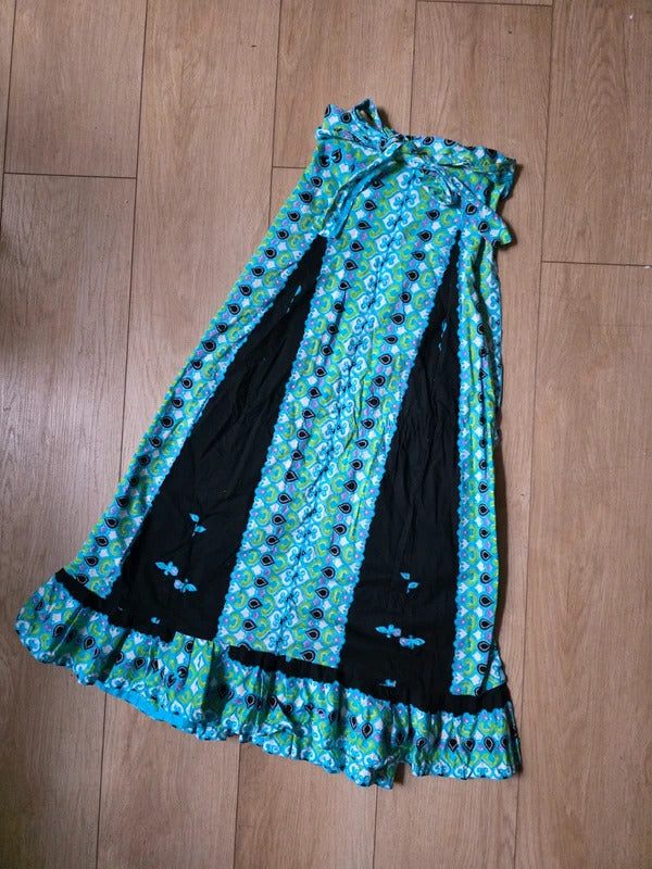 Vintage 1970s Cotton Wrap Maxi Skirt | Psychedelic Paisley Boho Festival | Adjustable Waist uk6-12
