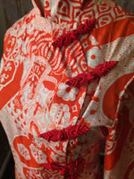 Load image into Gallery viewer, Vintage 1960s Handmade Red &amp; White Print Maxi Dress Uk12
