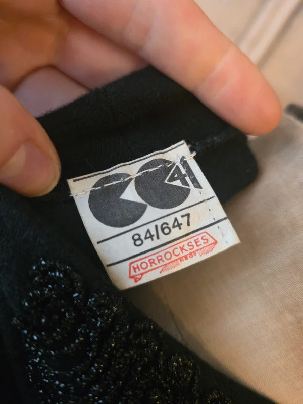 Vintage 1940s CC41 Black Beaded Sweater – Utility Label, Embellished Knit Top