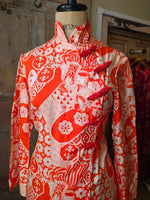 Load image into Gallery viewer, Vintage 1960s Handmade Red &amp; White Print Maxi Dress Uk12
