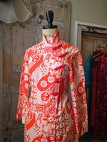 Load image into Gallery viewer, Vintage 1960s Handmade Red &amp; White Print Maxi Dress Uk12
