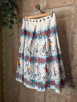 Load image into Gallery viewer, Vintage 1950s Sportaville Novelty Print Cotton Skirt – Bicycle Print – S
