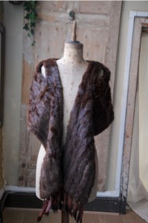 Vintage 1940s Ermine brown fur shawl - wrap -  Goodwood revival