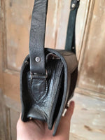 Load image into Gallery viewer, Handmade deep blue Leather Shoulder Bag Hide Panel Twist Lock Boho Crossbody
