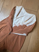 Load image into Gallery viewer, Vintage 1950s two-tone swimsuit strapless embroidered pin-up bathing suit
