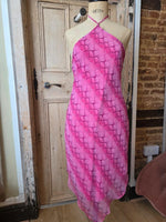 Load image into Gallery viewer, Vintage Y2K New Look Pink Snake Print Handkerchief Midi Dress | Halterneck | UK 12
