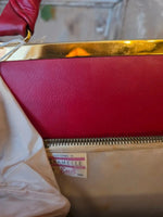 Load image into Gallery viewer, Vintage 1960s Red Leather Handbag | Structured Top Handle Bag | Mod Mid Century
