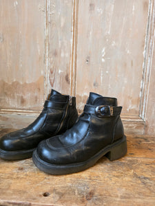 Vintage 90s Dr Martens Black Leather Ankle Boots UK 4 Y2K Grunge Festival
