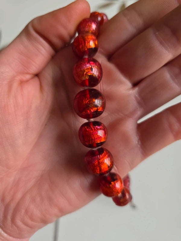 Vintage 1930s Czech Foil Back Handblown Glass Necklace – Graduated pink Beads
