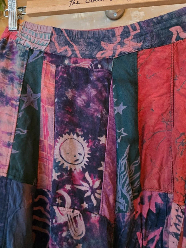 Vintage 1990s Rayon hippy boho skirt uk10