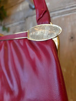 Load image into Gallery viewer, Vintage 1960s Red Leather Handbag | Structured Top Handle Bag | Mod Mid Century
