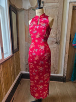 Load image into Gallery viewer, Vintage Y2K Principles Red Satin Brocade Cheongsam Maxi Dress UK8/10
