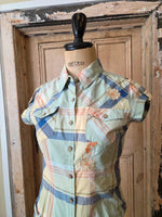 Load image into Gallery viewer, Vintage Y2K Kaporal Cotton Shirt Dress | Embroidered Plaid Mini | Preppy | UK8
