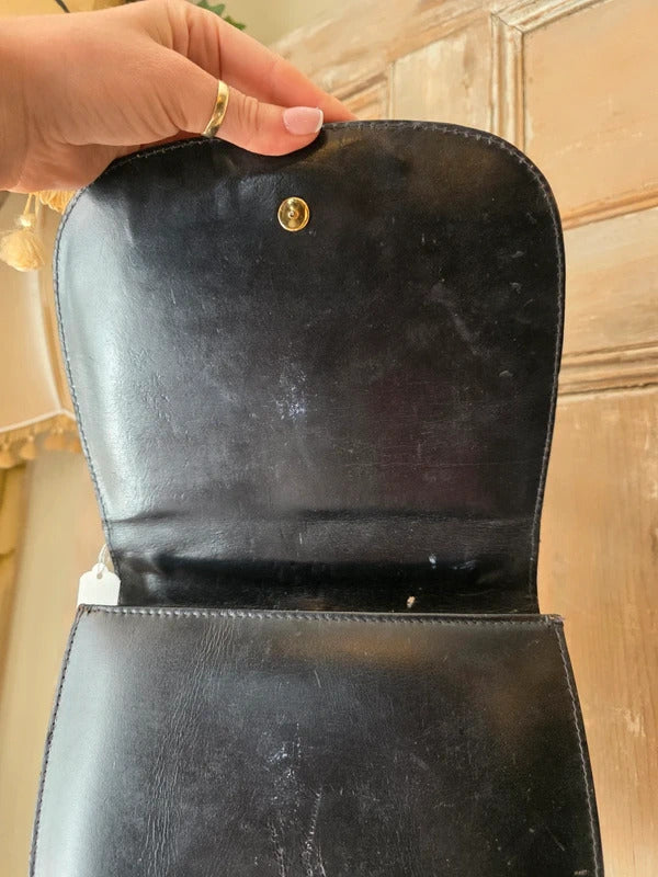 Vintage 1960s Genuine leather Patchwork Bag Stirrup Buckle
