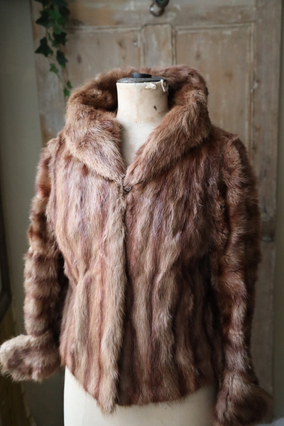 Vintage 1940s light ranch mink fur coat evening - two tone