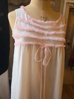 Load image into Gallery viewer, Vintage 1960s White Pink Ruffle Negligee Sheer Babydoll Nightdress Slip Nightie Lingerie Boudoir
