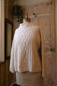 Vintage 1980s cream wool mix jumper - boat neck -  Neutral winter wear