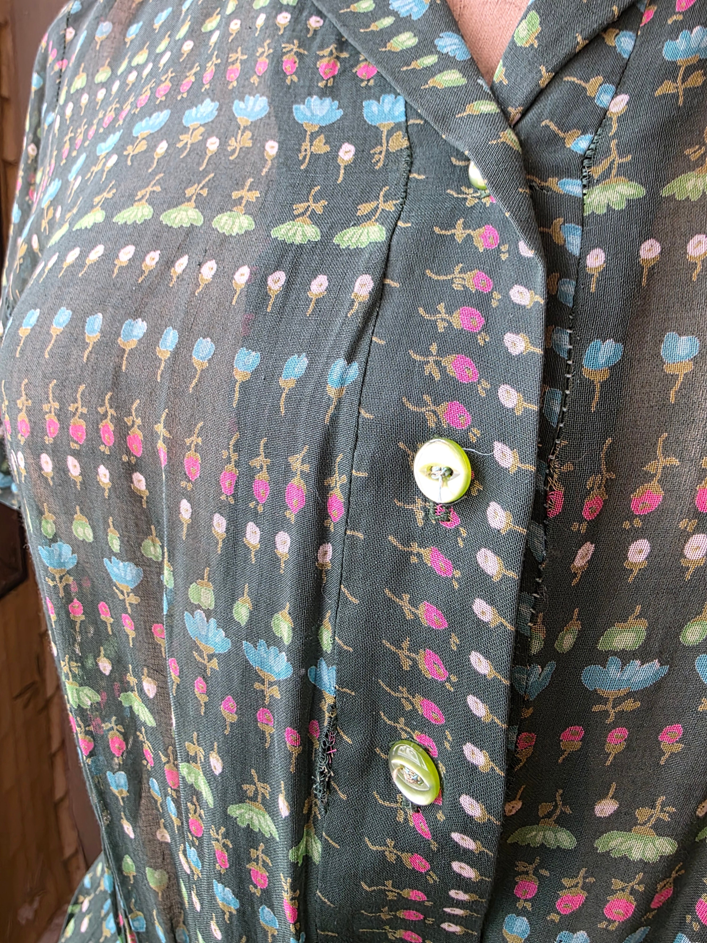 Vintage 1950s Sheer Floral Shirtwaister by Styled by Lynbrook – UK 10