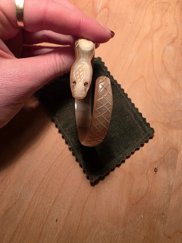 Vintage Art Deco Carved Snake Bangle Bracelet