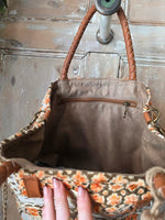 Load image into Gallery viewer, Upcycled Tapestry Carpet Bag Leather Handles Vintage Style Handbag
