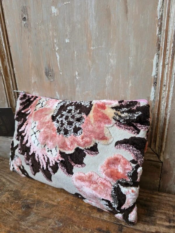 Handmade Moroccan Upcycled Fabric Makeup Bag – Velvet Pouch