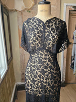Load image into Gallery viewer, Antique Lace Maxi dress Vintage 1930s Black Lace Dress
