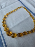 1930s Citrine Glass Necklace Art Deco Faceted Amber Yellow Bead Necklace