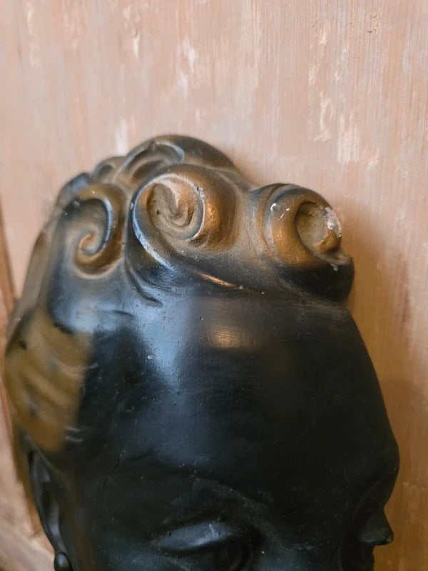 Vintage Art Deco Style Chalkware Female Bust – 1930s/40s Wall Mask