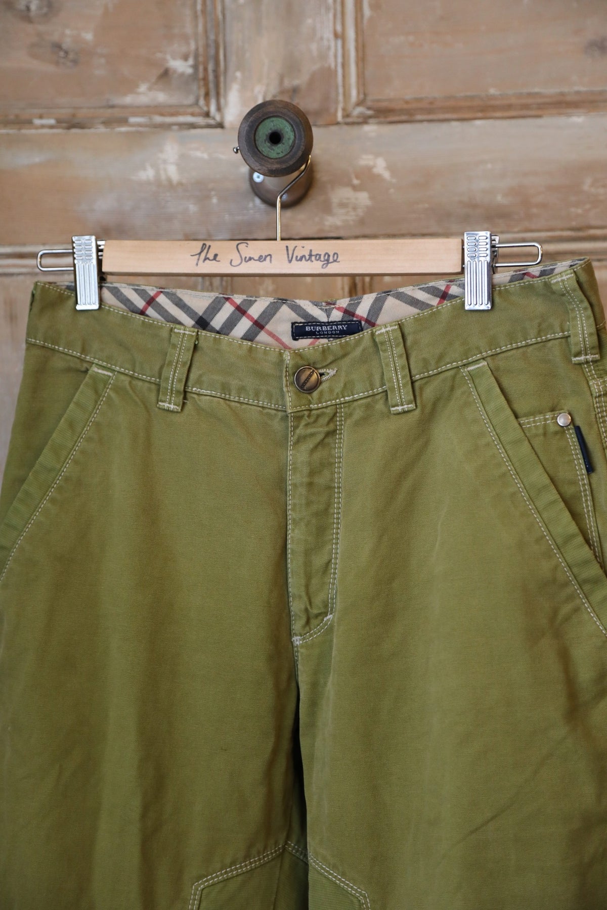 Vintage Y2K Green Burberry trousers - cotton denim UK8