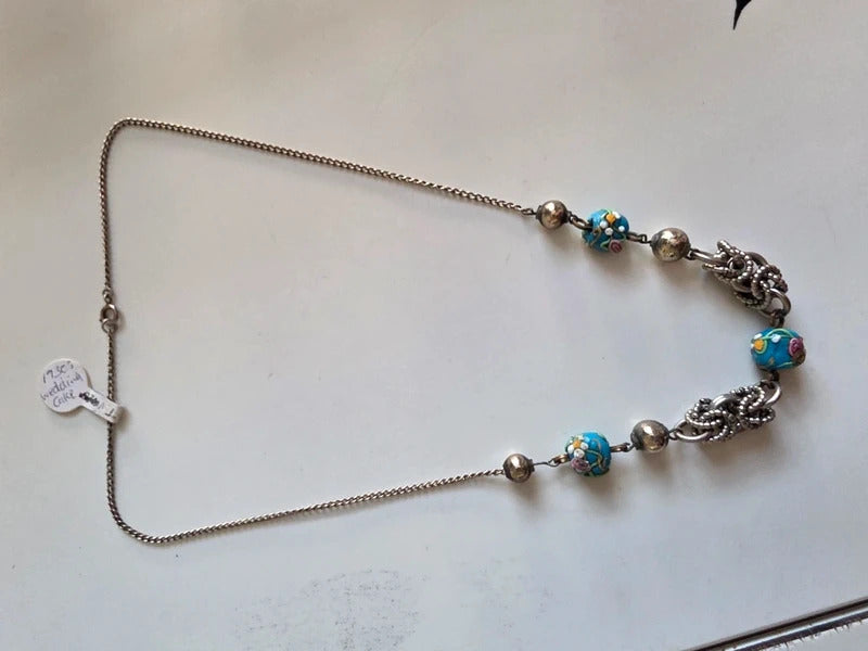 Vintage aet deco Murano Wedding Cake Bead Necklace