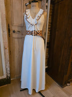 Load image into Gallery viewer, Vintage 1970s Cream Ruffle Maxi Dress UK8
