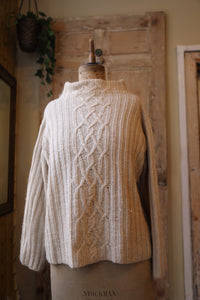 Vintage 1980s cream wool mix jumper - boat neck -  Neutral winter wear